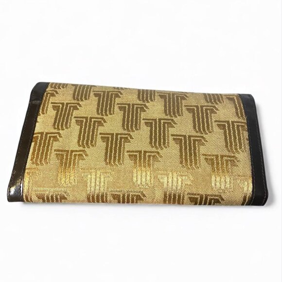 VINTAGE - LANVIN- Paris Logo Brown Canvas Leather Small Clutch Wallet/Kisslock - Picture 3 of 4